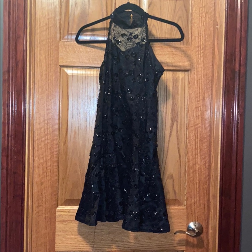 Dressing Up Black Beaded Sleeveless Dress Size 3/4
